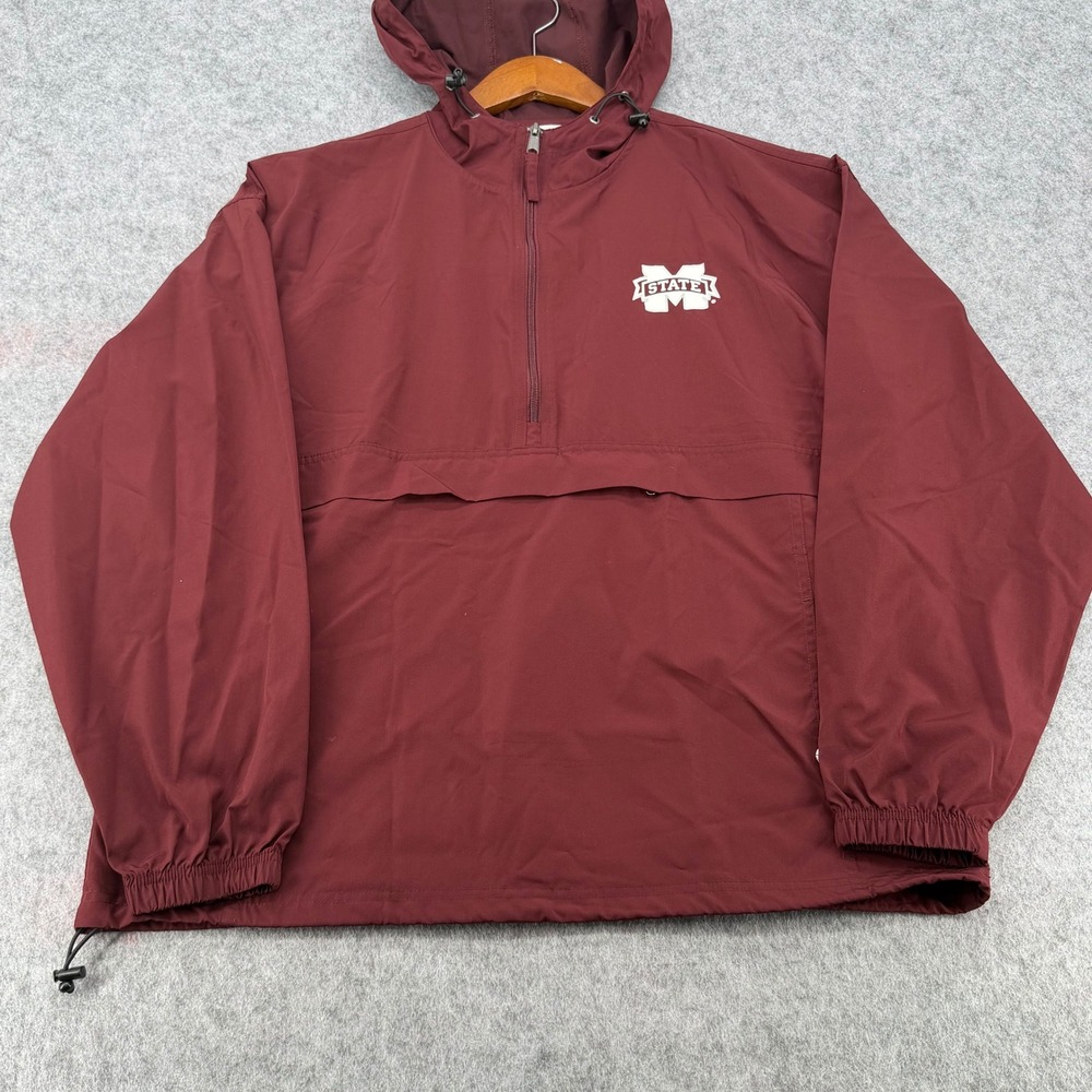 Champion Mississippi State Bulldogs Mens Large Maroon Quarter Zip Windbreaker